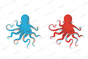 Blue and Red Octopus