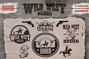 Set of cowboy rodeo emblems