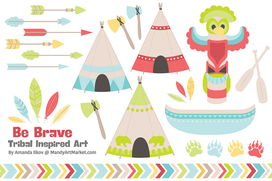 Spring Tribal Vectors & Clipart in Illustrations - product preview 8