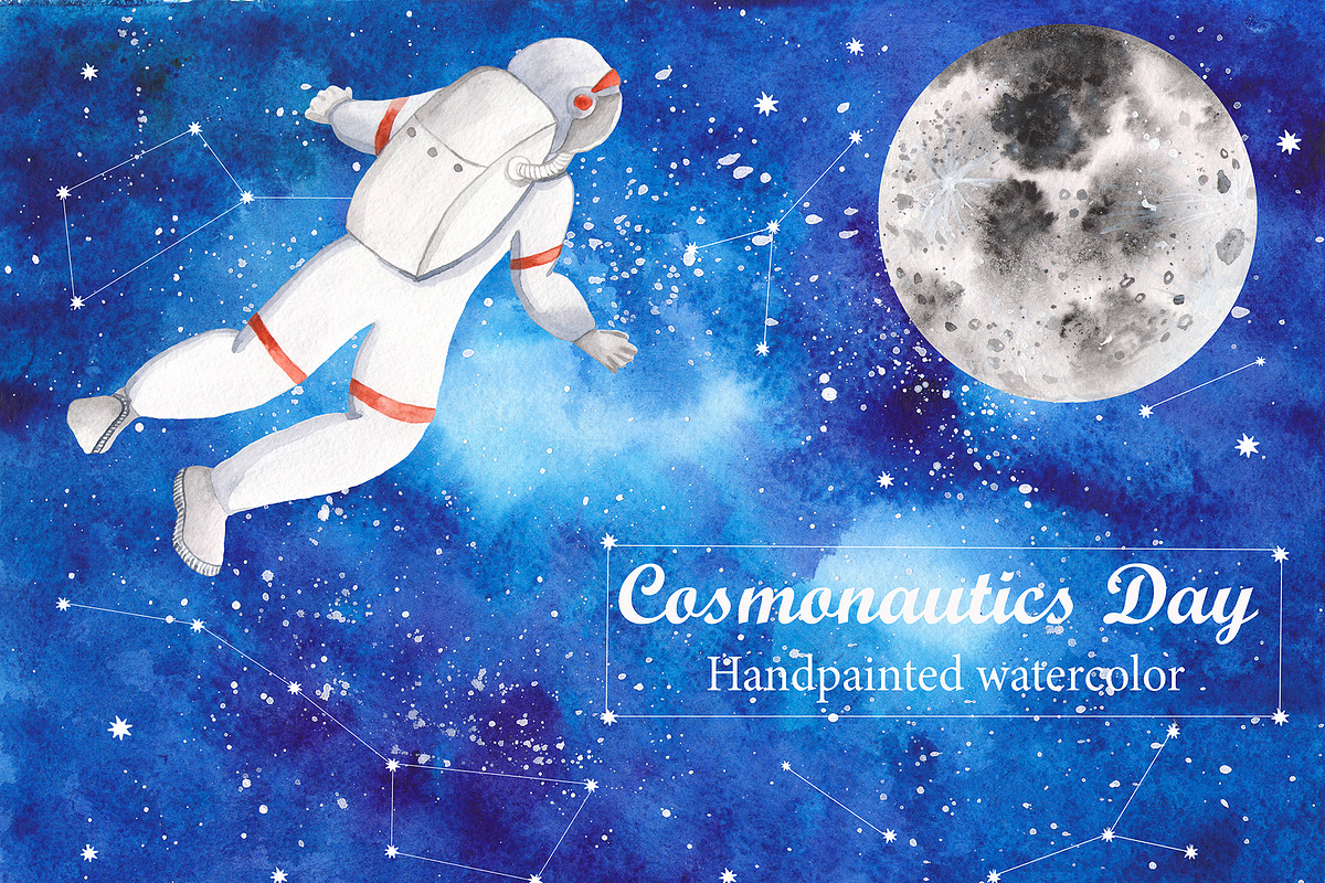 Space Watercolor clipart in Illustrations - product preview 8