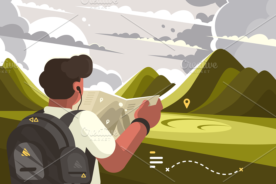 Traveler with map in Illustrations - product preview 8
