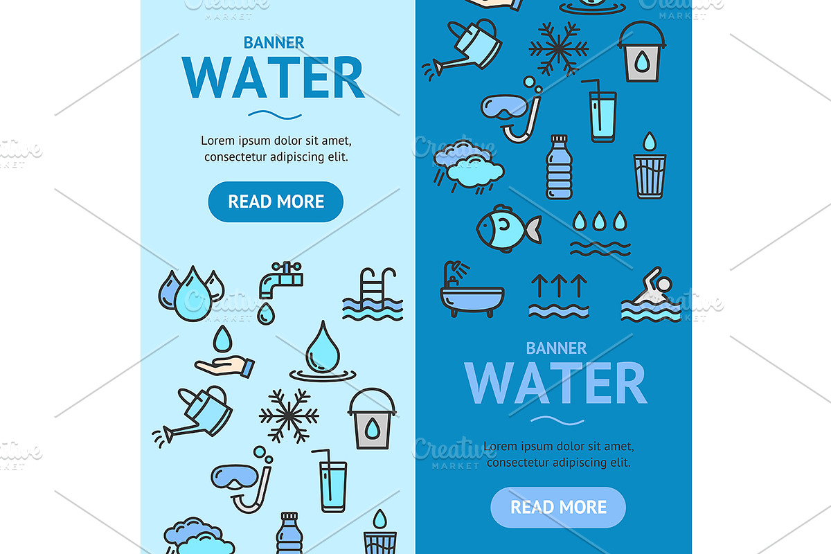 Pool and Water Banner Set. Vector in Illustrations - product preview 8