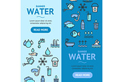 Pool and Water Banner Set. Vector