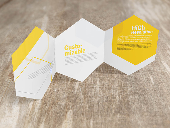 Hexagon Trifold Brochure Mockups in Print Mockups - product preview 1