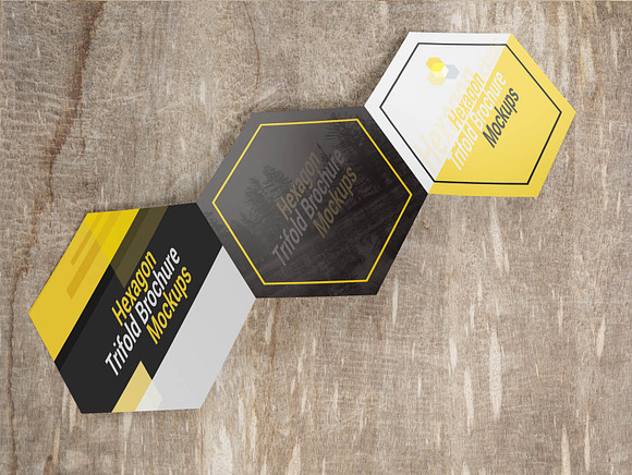Hexagon Trifold Brochure Mockups in Print Mockups - product preview 3