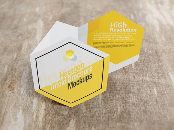 Hexagon Trifold Brochure Mockups in Print Mockups - product preview 4