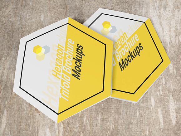 Hexagon Trifold Brochure Mockups in Print Mockups - product preview 5