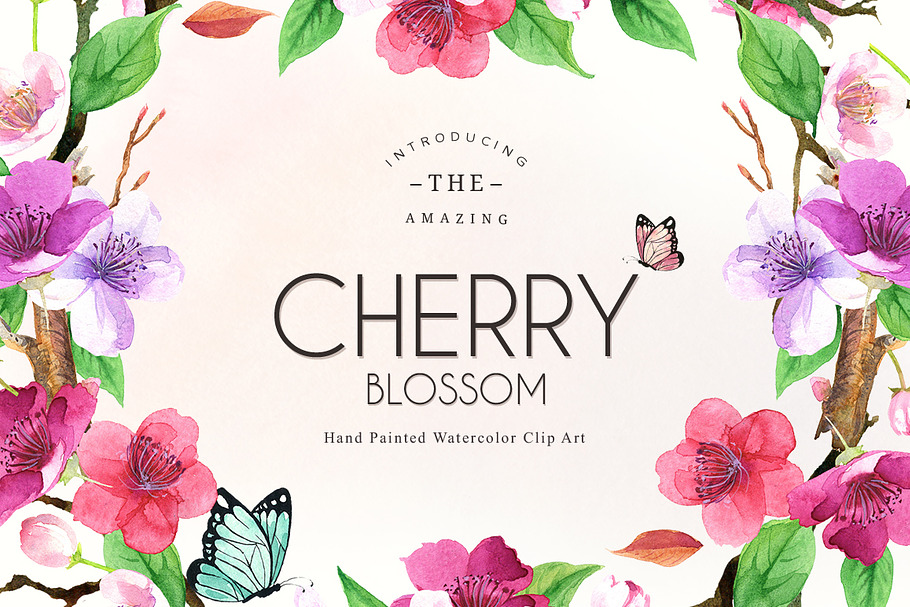 Floral Watercolor Set - CHERRY in Illustrations - product preview 8