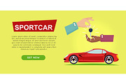 Buying Sportcar Online. Car Sale. Web Banner.