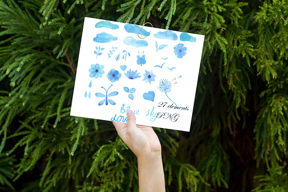 Watercolor Blue Set in Illustrations - product preview 3