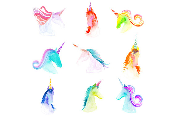 26 Watercolor Unicorn Illustrations in Illustrations - product preview 1