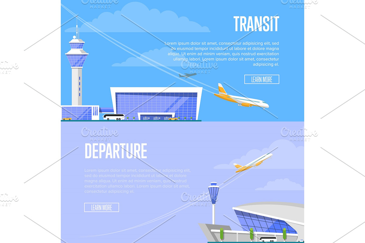 Aircraft transit and airport departure flyers in Illustrations - product preview 8