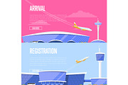 Airplane arrival and airport registration flyers