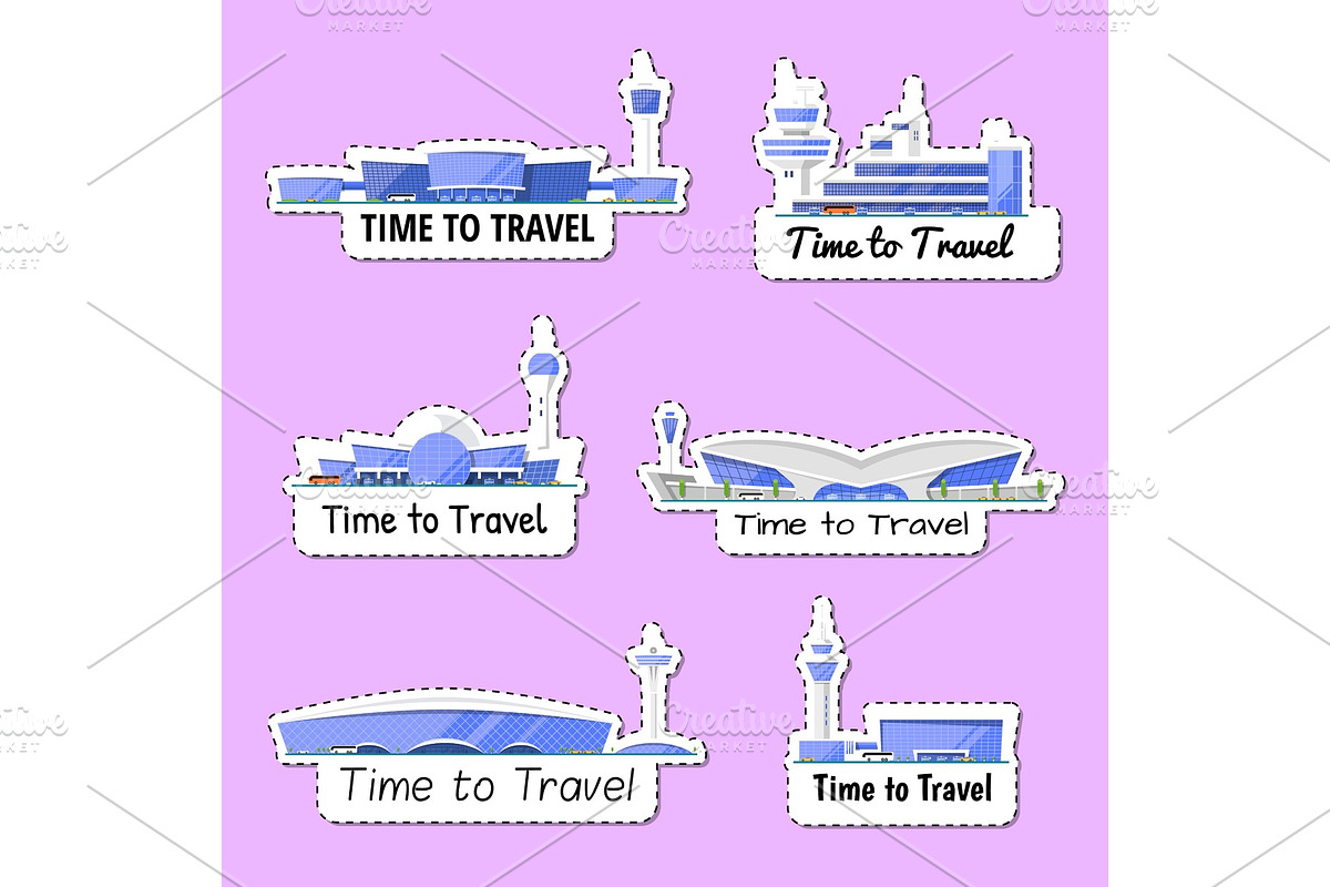 Time to travel isolated labels set in Illustrations - product preview 8
