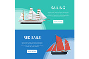 Sailing posters with old sailboats