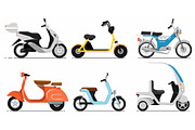 Vintage and modern scooters set