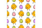 Seamless pattern with chicken and eggs