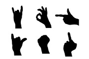Nine detailed silhouettes of hands