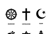 Set of most common religions symbols
