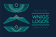 Set of linear style wings logos