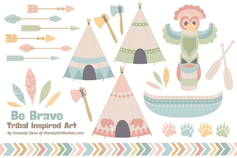Pretty Tribal Clip Art & Vectors in Illustrations - product preview 8