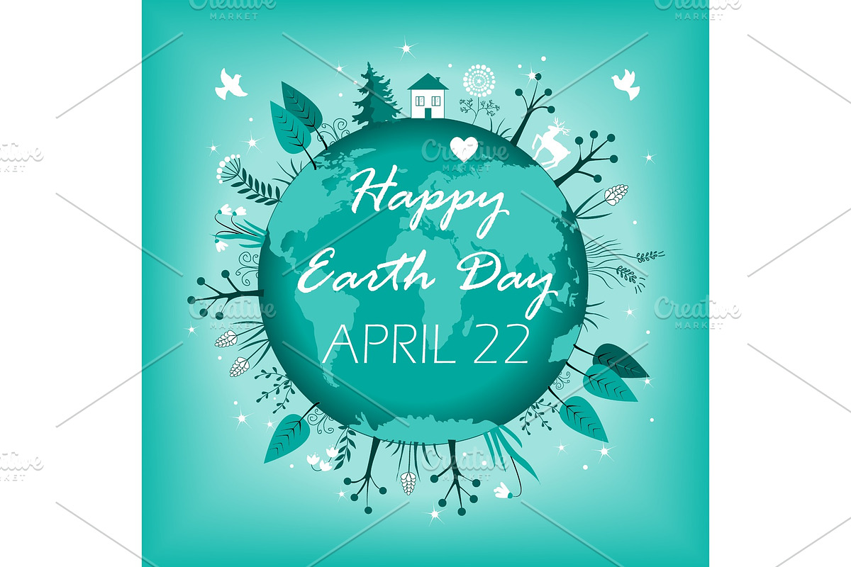 April 22 banner. Happy Earth Day card design. Vector illustration in Illustrations - product preview 8