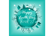 April 22 banner. Happy Earth Day card design. Vector illustration