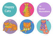 Happy Cats lovely vector set