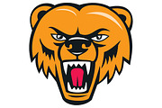 Grizzly Bear Angry Head Cartoon
