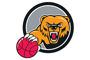 Grizzly Bear Angry Head Basketball C
