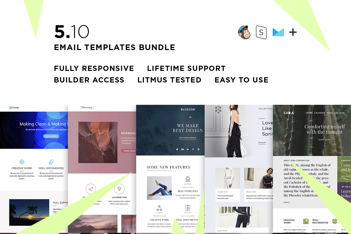 5 Email templates bundle X in Mailchimp Templates - product preview 8