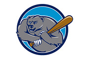 Grizzly Bear Baseball Player Batting