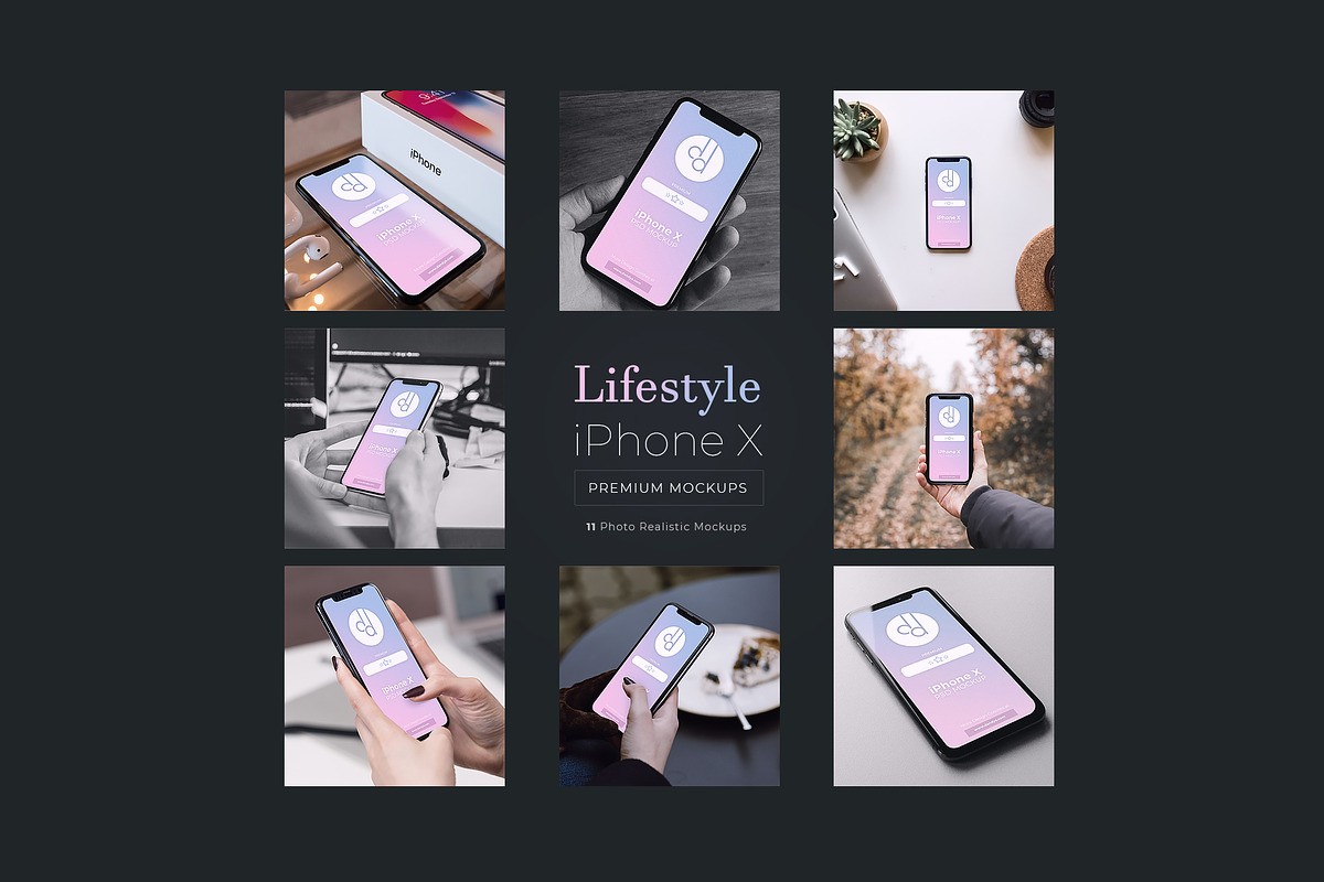 11 iPhone X Lifestyle Mockups in Mobile & Web Mockups - product preview 8