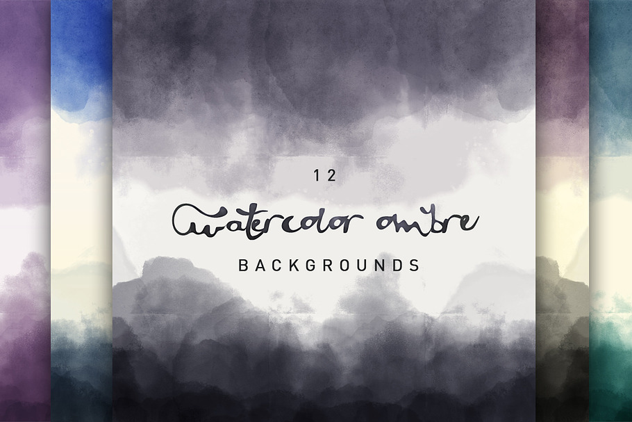 12 Watercolor Ombre Backgrounds in Textures - product preview 8