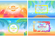 Hello Hot Summer Days Posters Set on Blurred