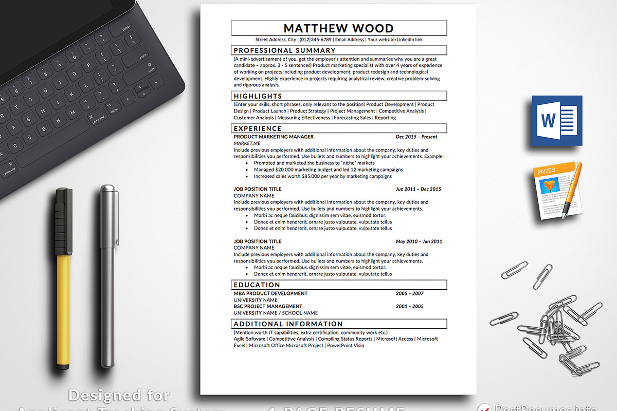 Resume Template Pages & Word in Resume Templates - product preview 8
