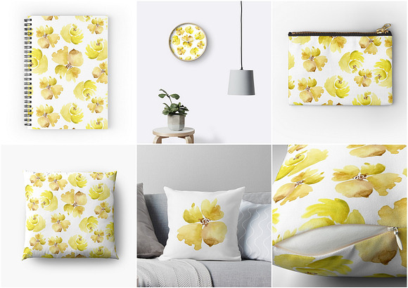 Watercolor yellow flowers in Illustrations - product preview 1
