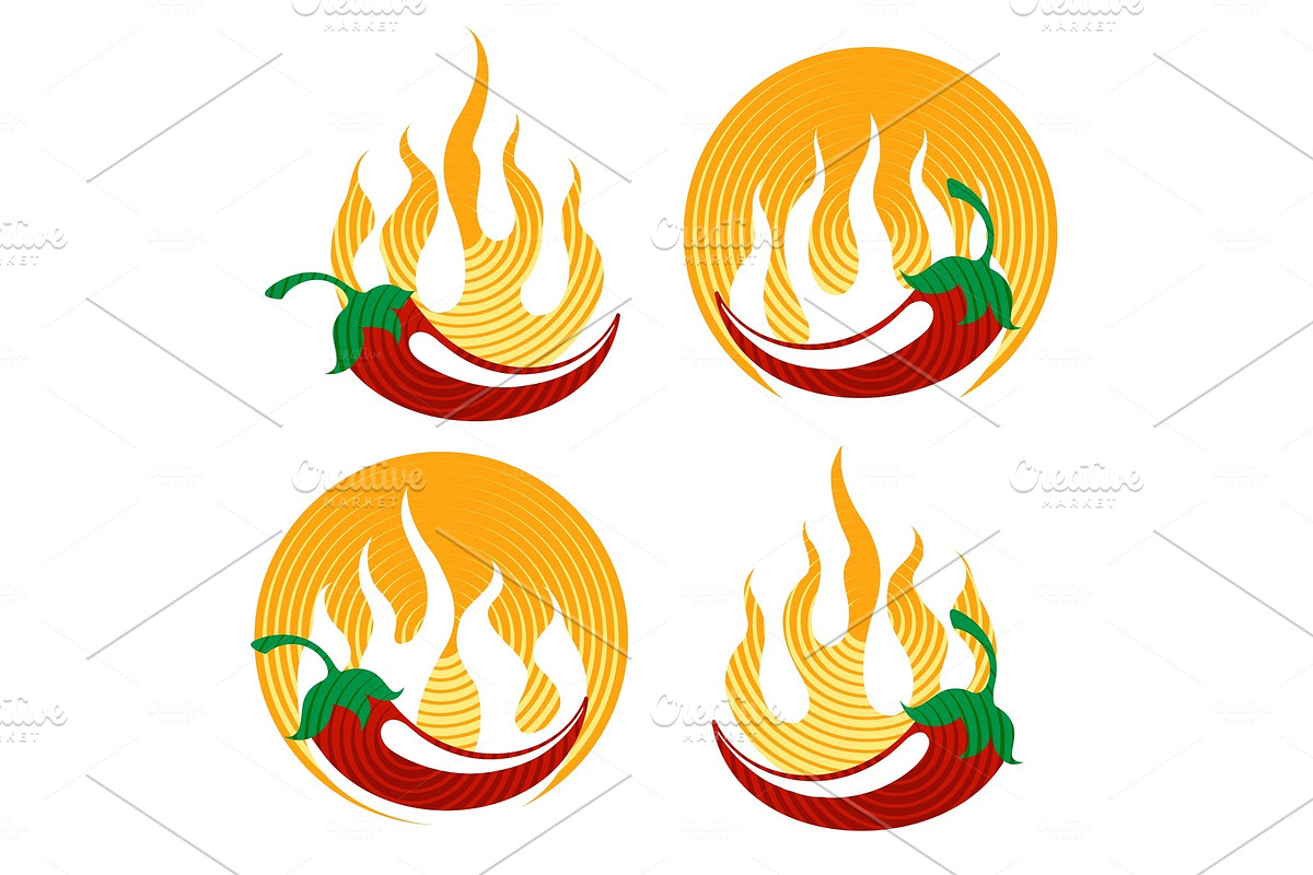 Chili pepper in fire emblems in Illustrations - product preview 8