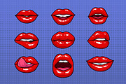Set of different female red lips