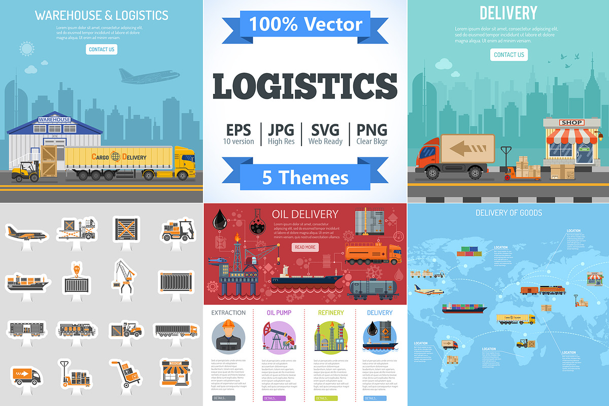 Warehouse, Logistics and Delivery in Illustrations - product preview 8