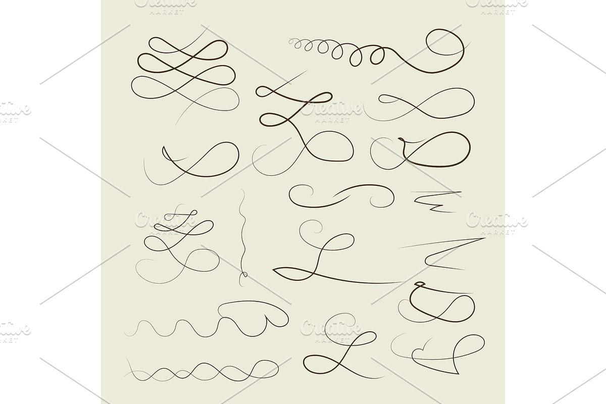 Vector Hand drawn decorative curls, swirls, dividers collection in Illustrations - product preview 8