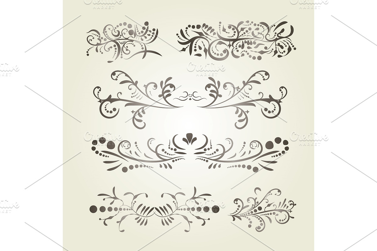 Brown gradient calligraphic swirl elements in Illustrations - product preview 8