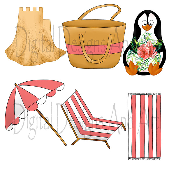 Summer penguins clipart in Illustrations - product preview 4