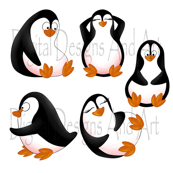 Summer penguins clipart in Illustrations - product preview 5