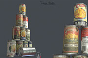 10 old Tin Can with Food