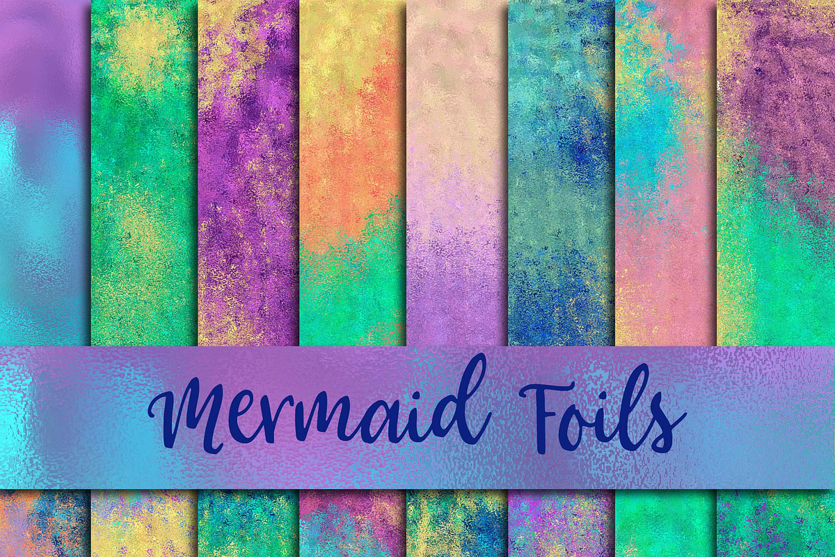 Mermaid Foils Digital Paper in Textures - product preview 8