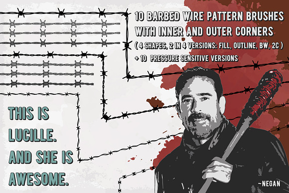 Lucille - Barbed Wire AI Brushes in Photoshop Brushes - product preview 1