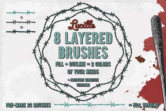 Lucille - Barbed Wire AI Brushes in Photoshop Brushes - product preview 2