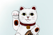 Illustration of Japanese lucky cat