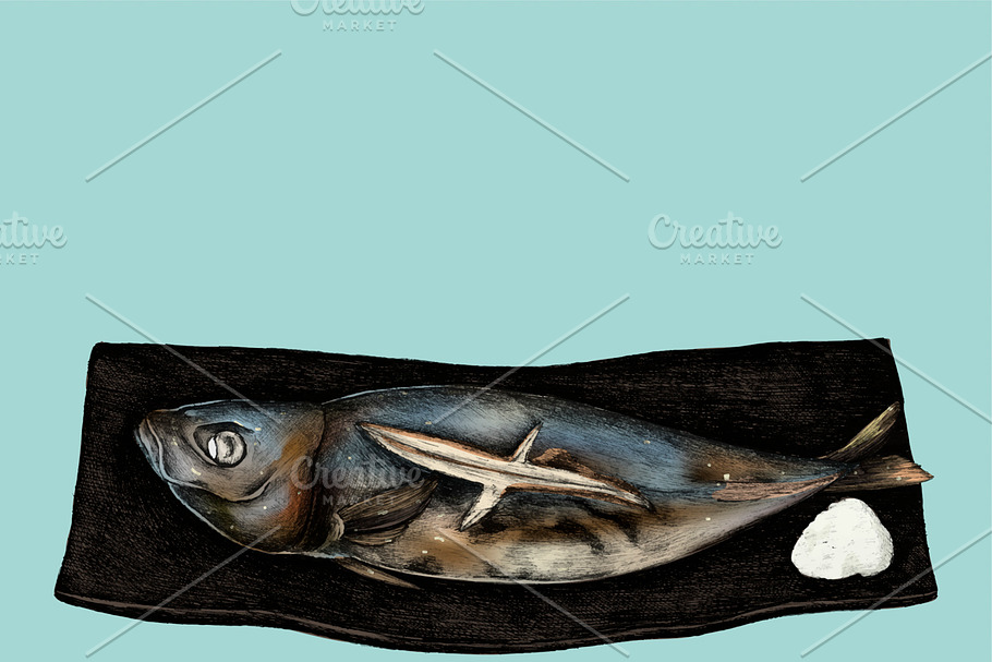Illustration of Japanese Fish Dish in Illustrations - product preview 8